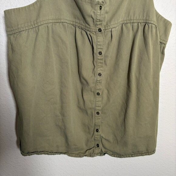 Old Navy Tank Top Women's Large Green Button Up Sleeveless Casual Boho Shirt - Picture 3 of 8